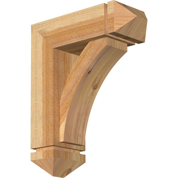 Ekena Millwork Thorton Arts and Crafts Rough Sawn Bracket w/ Offset Brace, Western Red Cedar, 6"W x 16"D x 20"H BKT0604X16X20THR03RWR - main